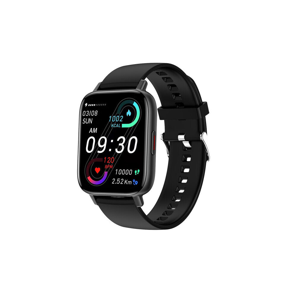 (Black) 1.69 inch IPS Full Touch Screen HD Bluetooth Calling Heart Rate Blood Pressure Oxygen Monitor Multiple Dials IP67 Waterproof Smart Watch