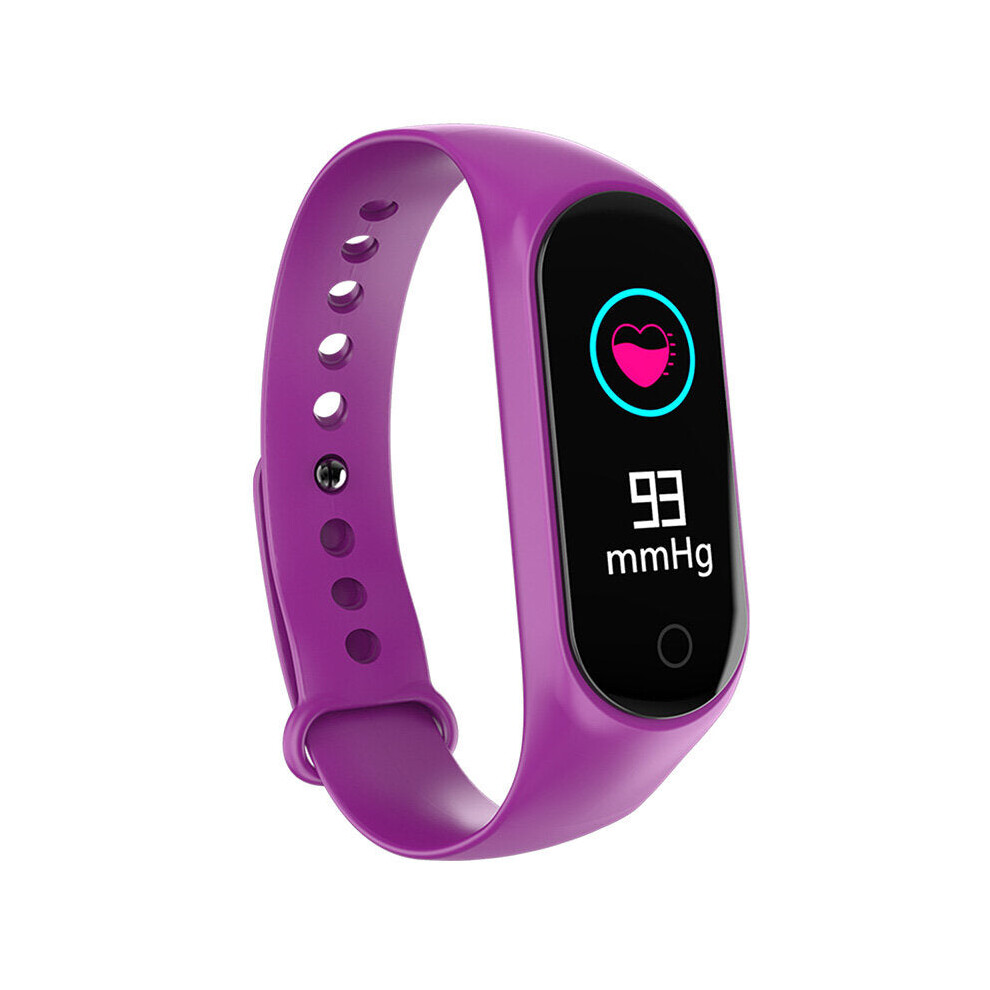 (Purple) Heart Rate Blood Pressure O2 Monitor Multi-sport Modes Call Rejection USB Charging Smart Watch