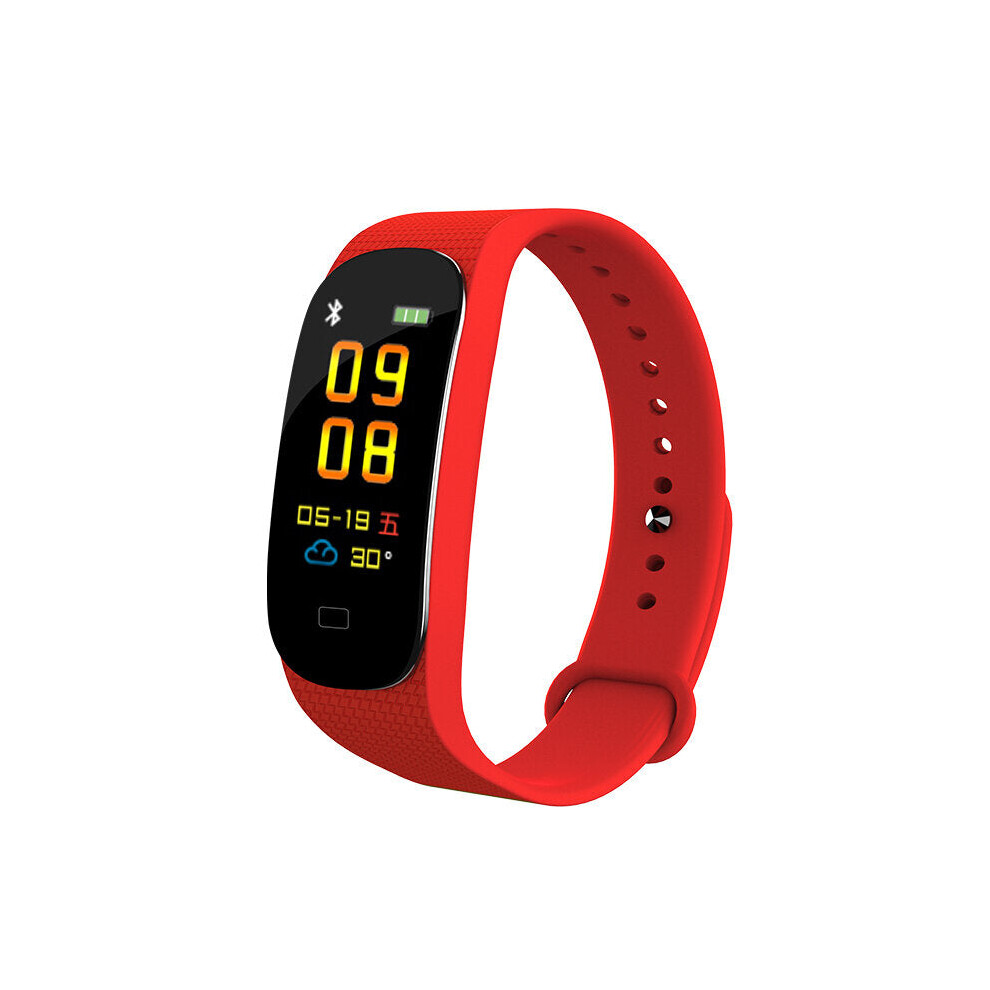 (Red) Colorful Smart Bracelet HR Blood Pressure Monitor 0.96 TFT Color Display Watch for Android IOS