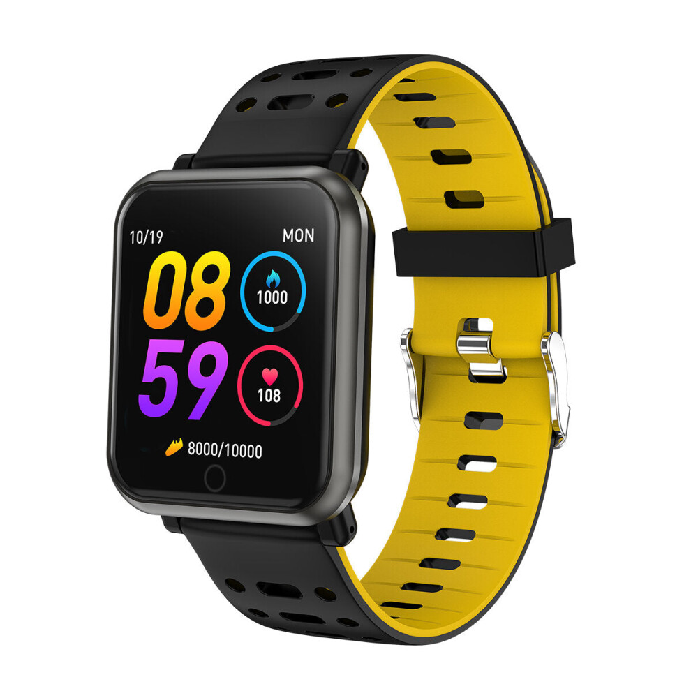 (Yellow) HD Display Color Screen Wristband Blood Pressure and Oxygen Monitor Bright Adjust Smart Watch