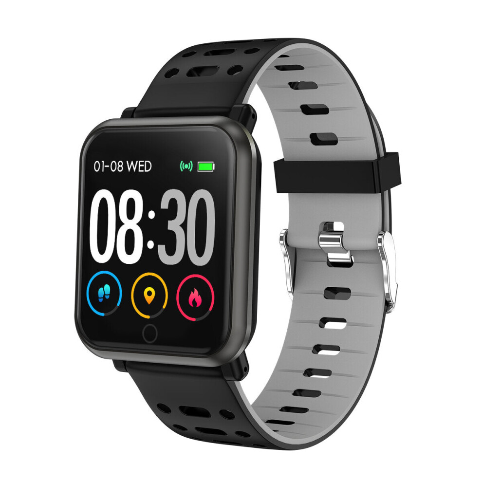 (Grey) HD Display Color Screen Wristband Blood Pressure and Oxygen Monitor Bright Adjust Smart Watch