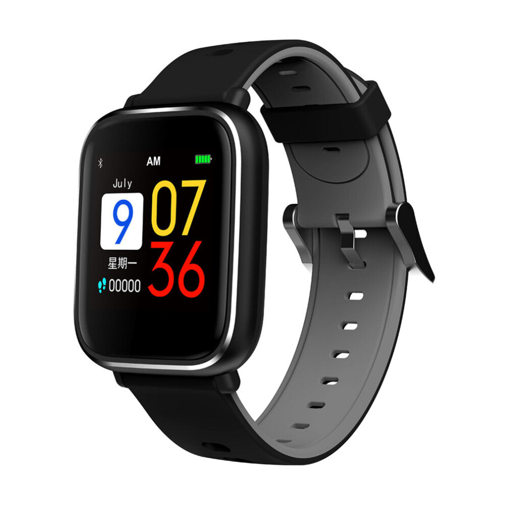 (Black) 3D Dynamic Icon Full Touch Screen Heart Rate Blood Pressure Monitor Sport Modes Smart Watch