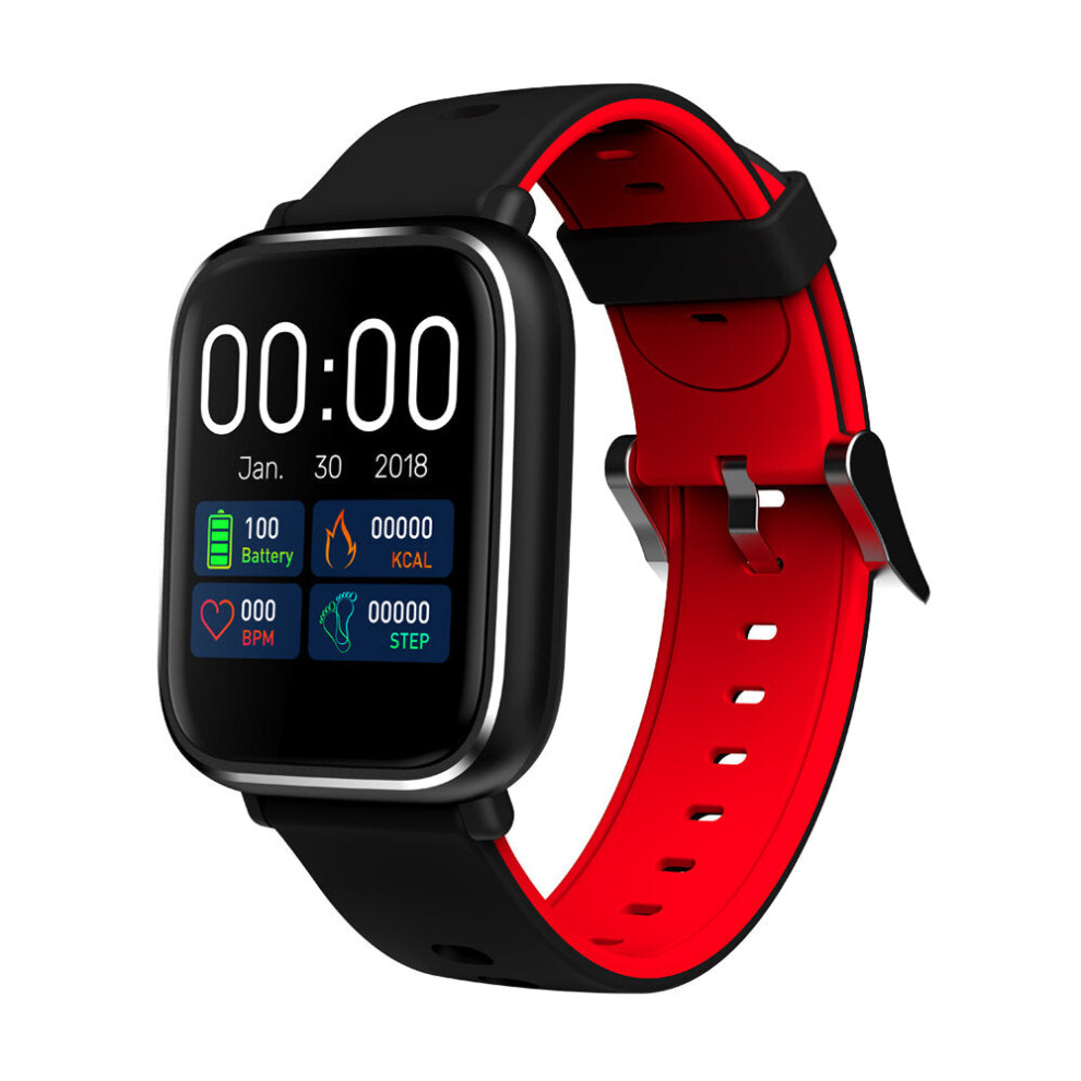 (Red) 3D Dynamic Icon Full Touch Screen Heart Rate Blood Pressure Monitor Sport Modes Smart Watch