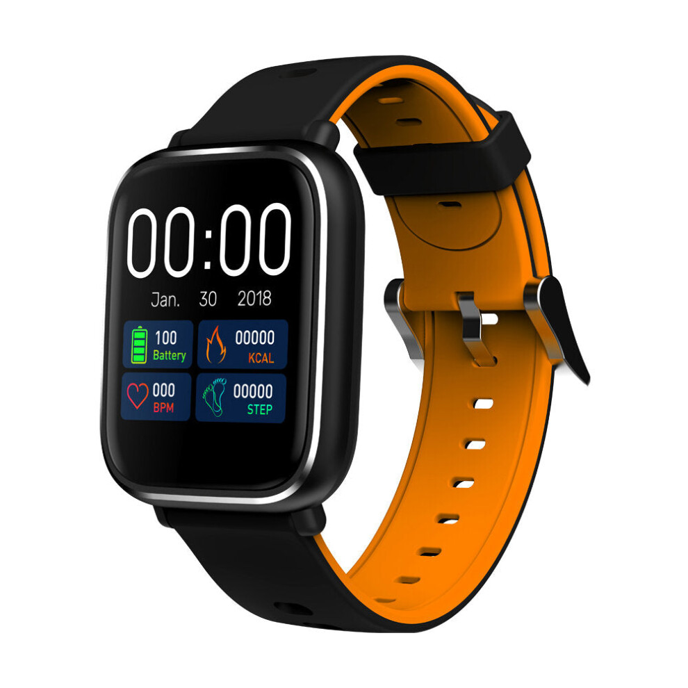 (Orange) 3D Dynamic Icon Full Touch Screen Heart Rate Blood Pressure Monitor Sport Modes Smart Watch