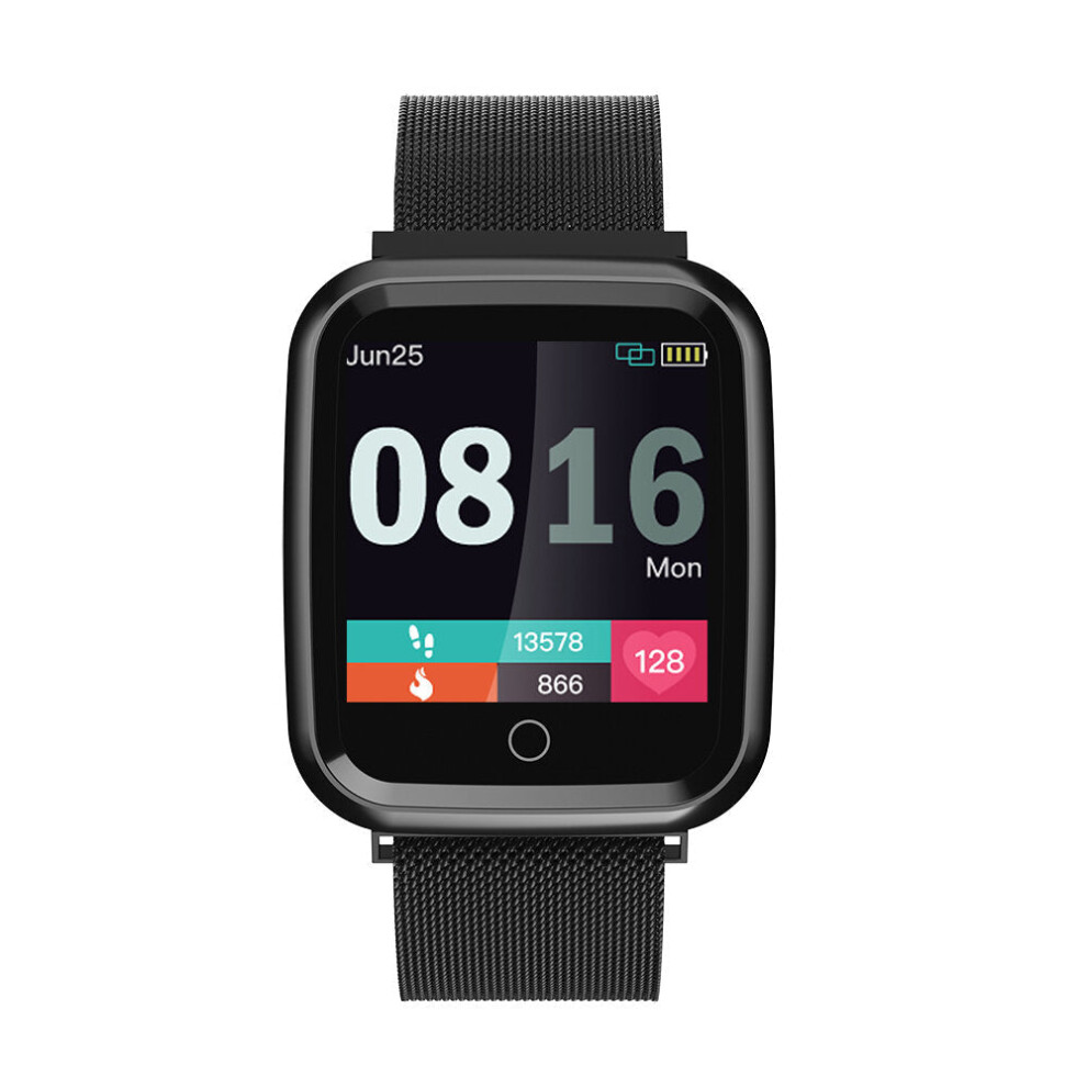 (Black) IP68 Waterproof 24h Heart Rate Monitor 1.3inch IPS HD Screen Full Steel Smart Watch