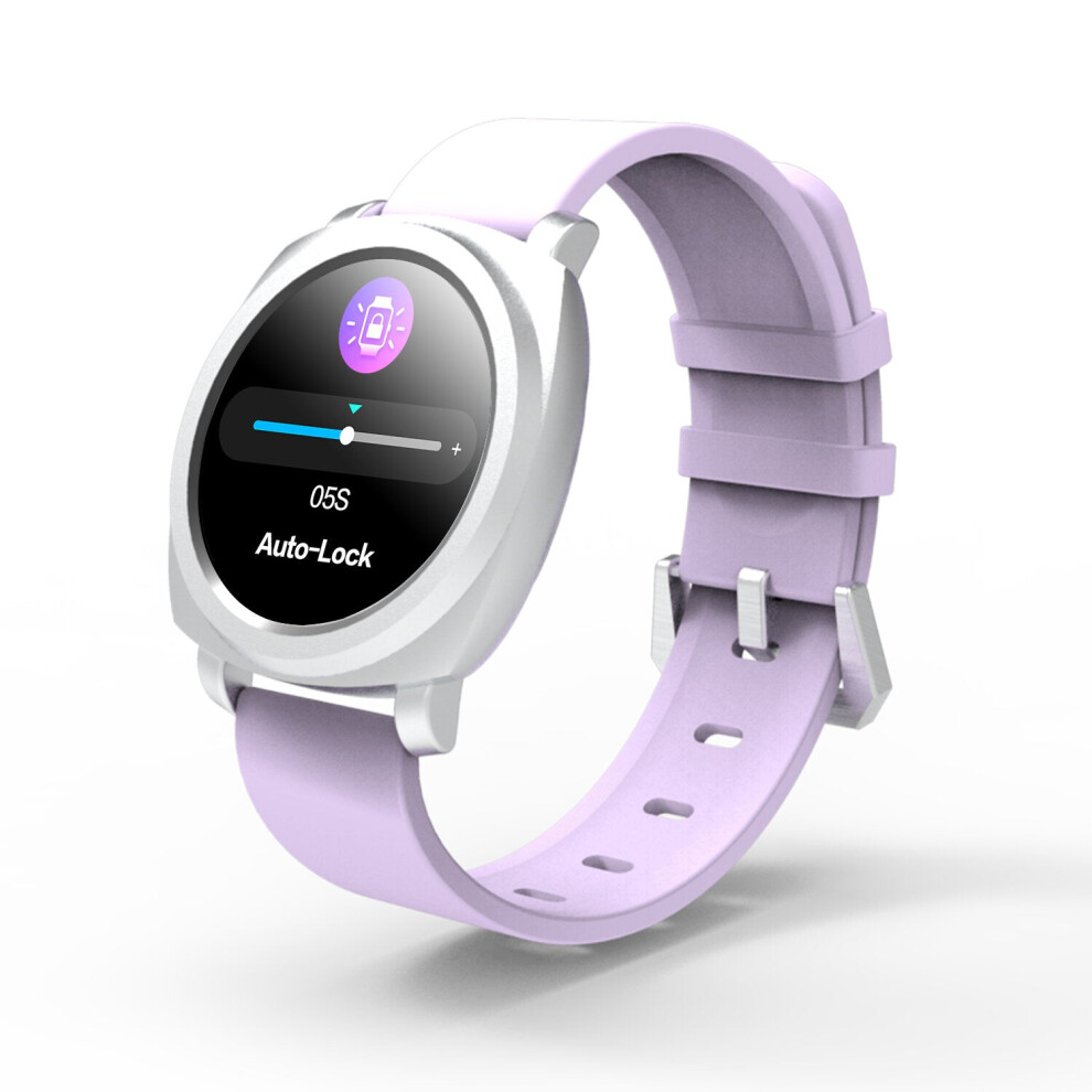 (Purple) Round Color Screen HR Female Physiological SMS Reminder Brightness Control Smart Watch