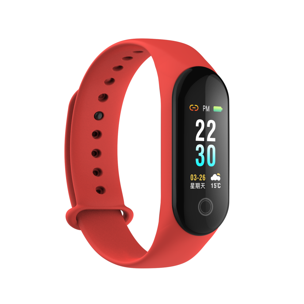 (Red) Single Touch Blood Pressure Sms Reminder Remote Camera Weather Forecast Smart Watch Band Red 9495687792743