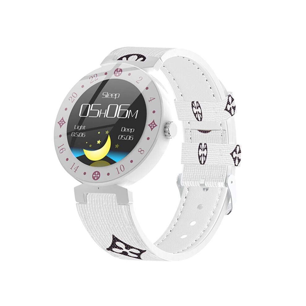 (White) Scratch Proof Ips Screen Hr Blood Pressure Waterproof Message View Leather Smart Watch White 9495687793436