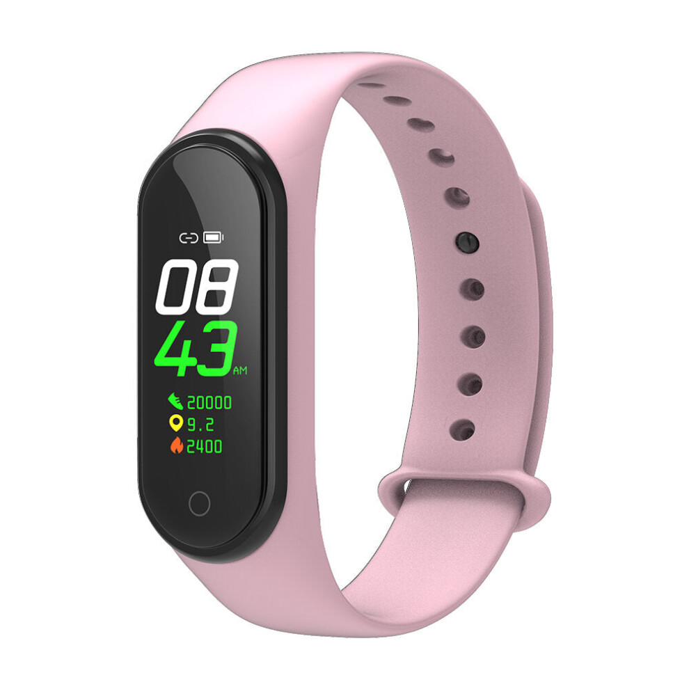 (Pink) Heart Rate Blood Pressure Oxygen Monitor Multi-sport Modes Call Notification 0.96inch TFT Smart Watch