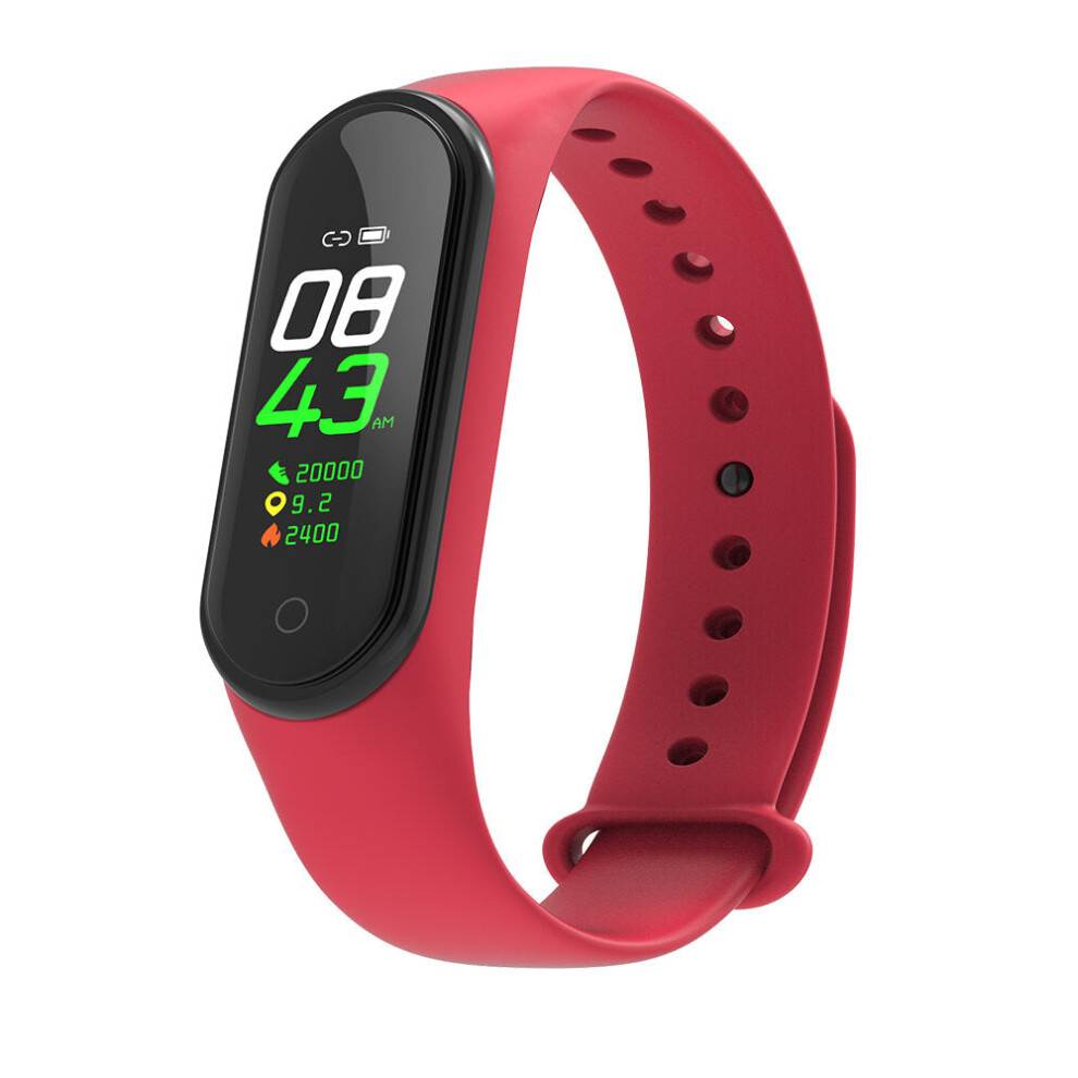 (Red) Heart Rate Blood Pressure Oxygen Monitor Multi-sport Modes Call Notification 0.96inch TFT Smart Watch