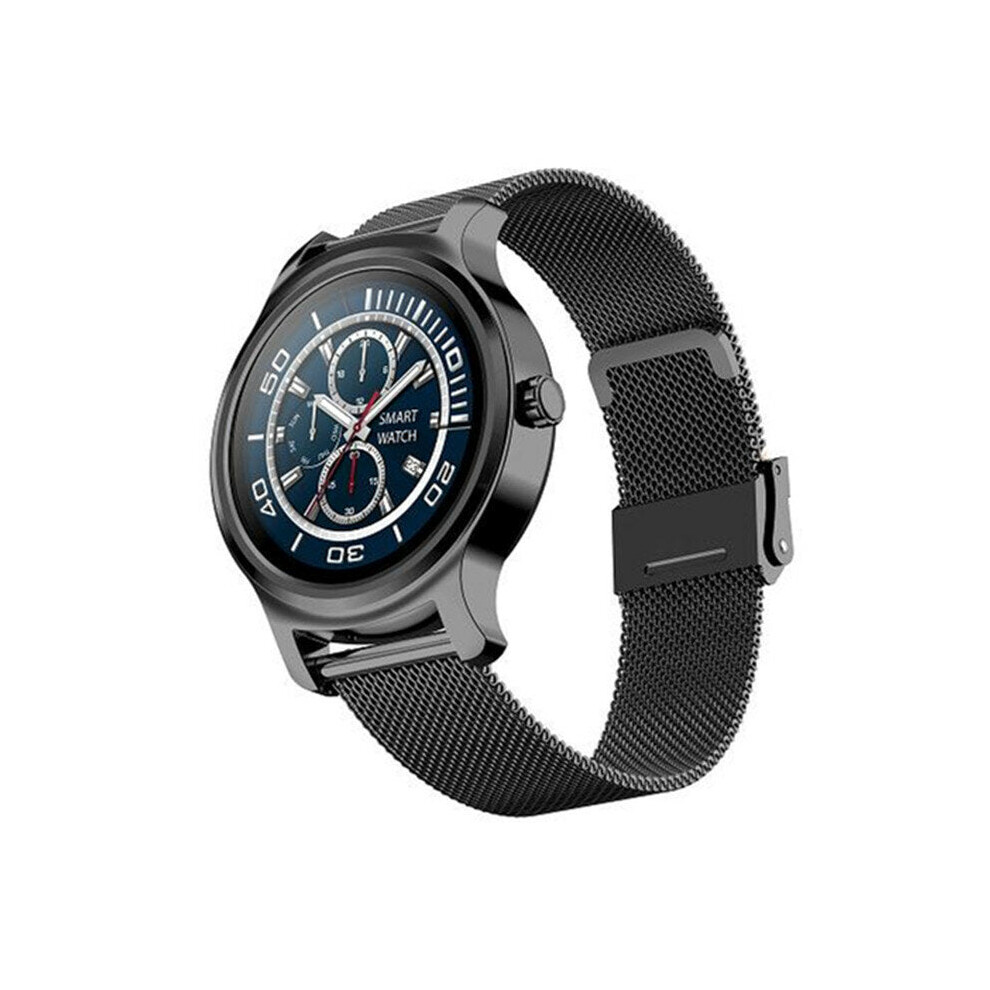 (Black-Stainless steel) Full Round Touch Custom Dial Bluetooth Call Blood Pressure Voice Assistant Music Player Smart Watch