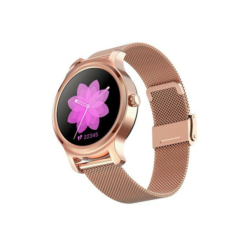 (Gold-Stainless steel) Full Round Touch Custom Dial Bluetooth Call Blood Pressure Voice Assistant Music Player Smart Watch