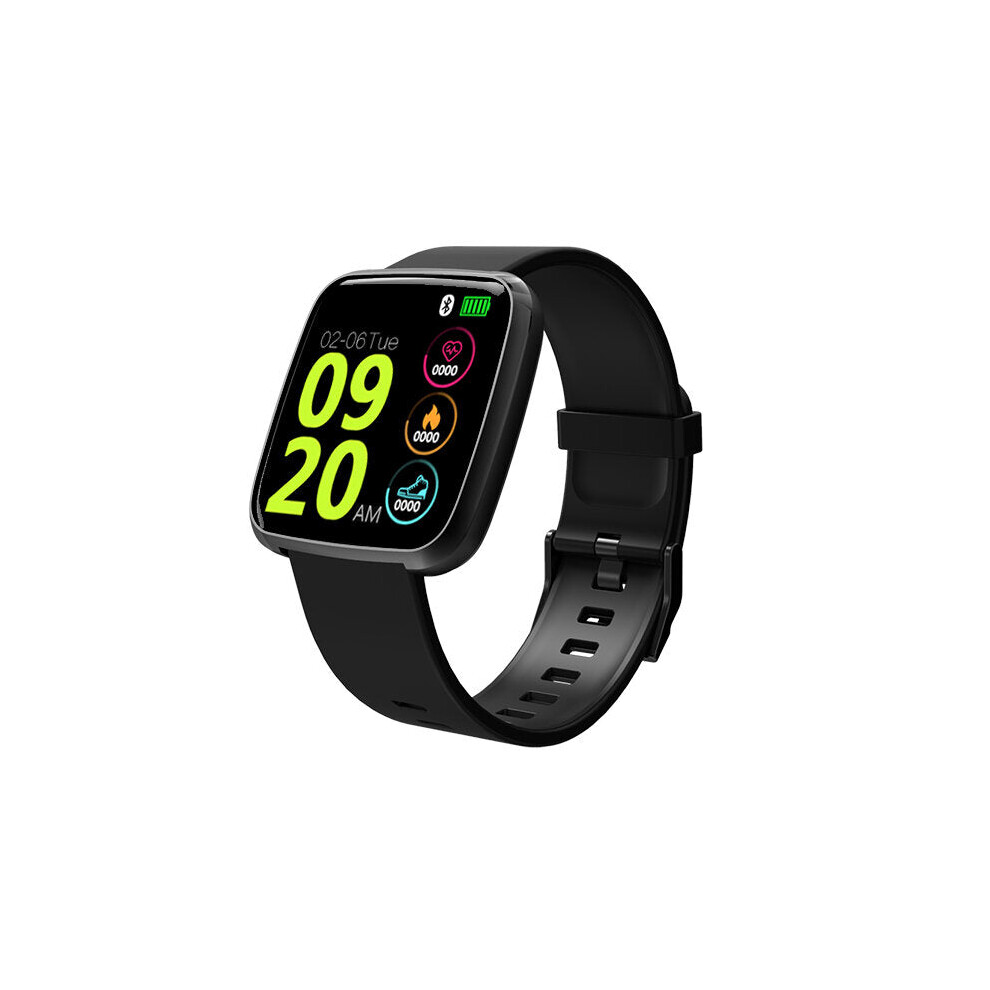 (Black) 1.3Inch Large View Heart Rate Blood Pressure Oxygen Monitor Smart Reminder Smart Watch Black 9495687793672