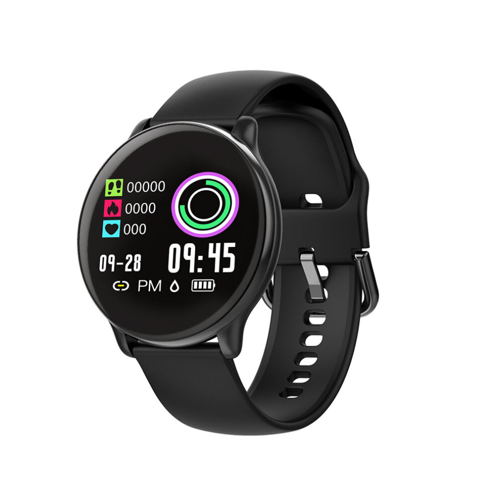(-Silicone) Dynamic Ui Display Wristband Heart Rate And Blood Pressure Monitor Music Control Smart Watch Black 9495687793719