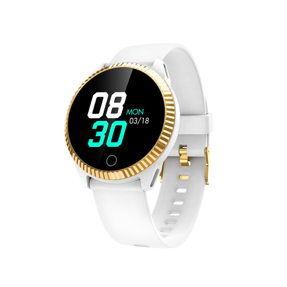 (White) 1.3Inch Full Touch Screen Hr Blood Pressure Oxygen Monitor Music Control Smart Watch White 9495687795331