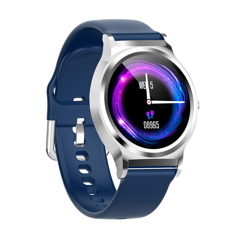 (+Silver) Ip67 1.3-Inch Full Touch Wristband Heart Rate Blood Pressure Monitor Weather Display Smart Watch Blue/Silver 9495687795348