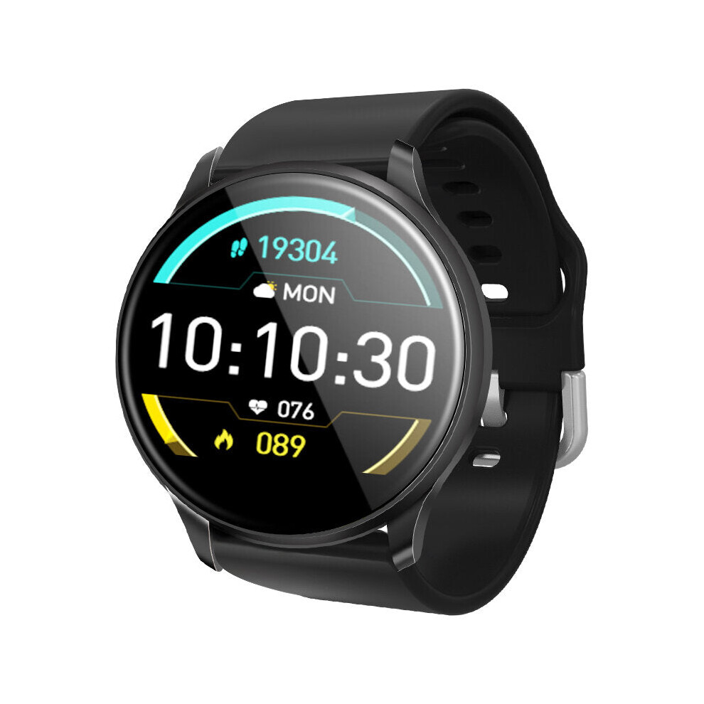 (Black-Silicone) IPS Full Touch 8 Sports Mode Music Control Weather Blood Oxygen Monitor Smart Watch