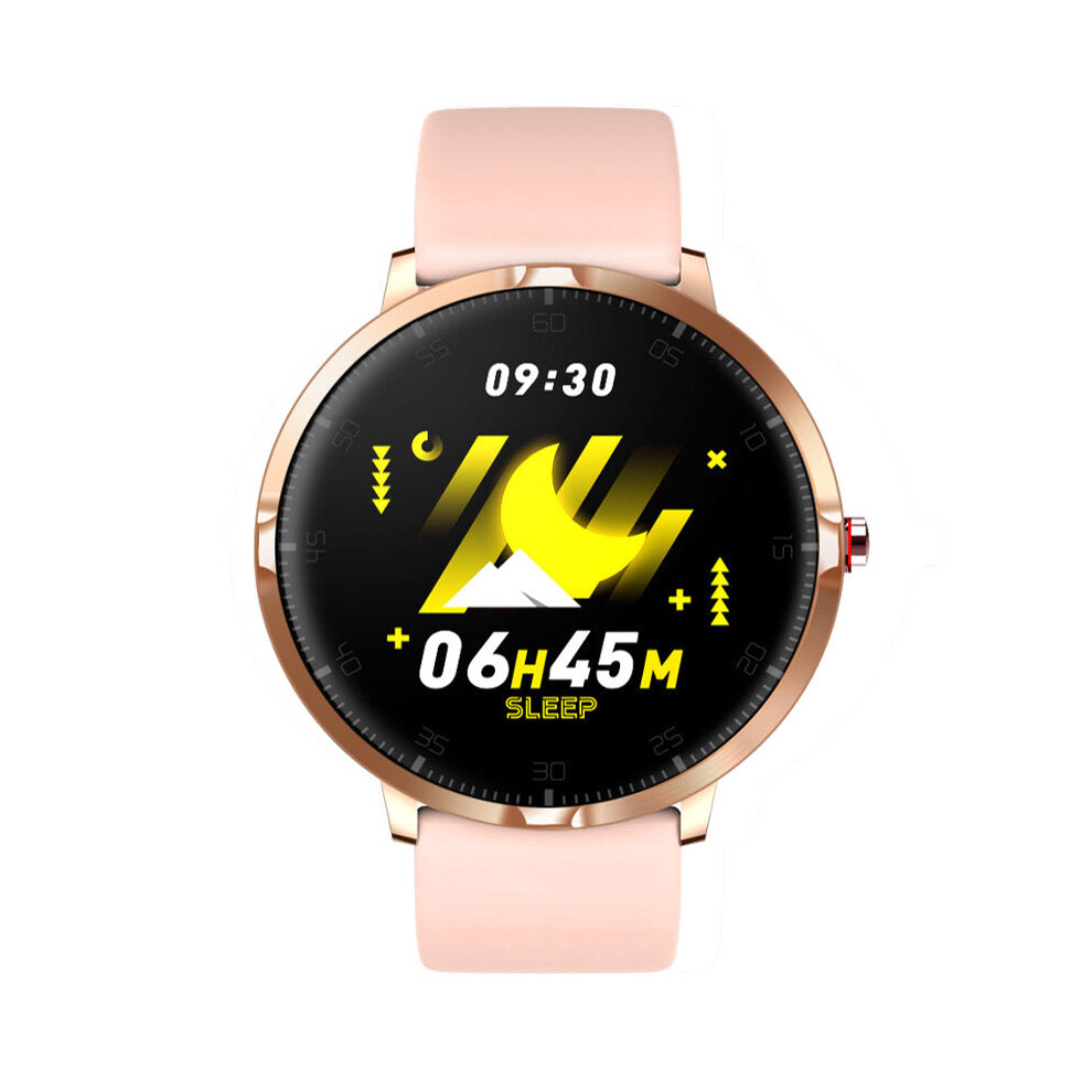 (Pink) 1.3' Full Touch Screen Super Slim Wristband IP68 Fashion UI Blood Pressure HR Monitor Long Standby Brightness Music Camera Control Smart Watch