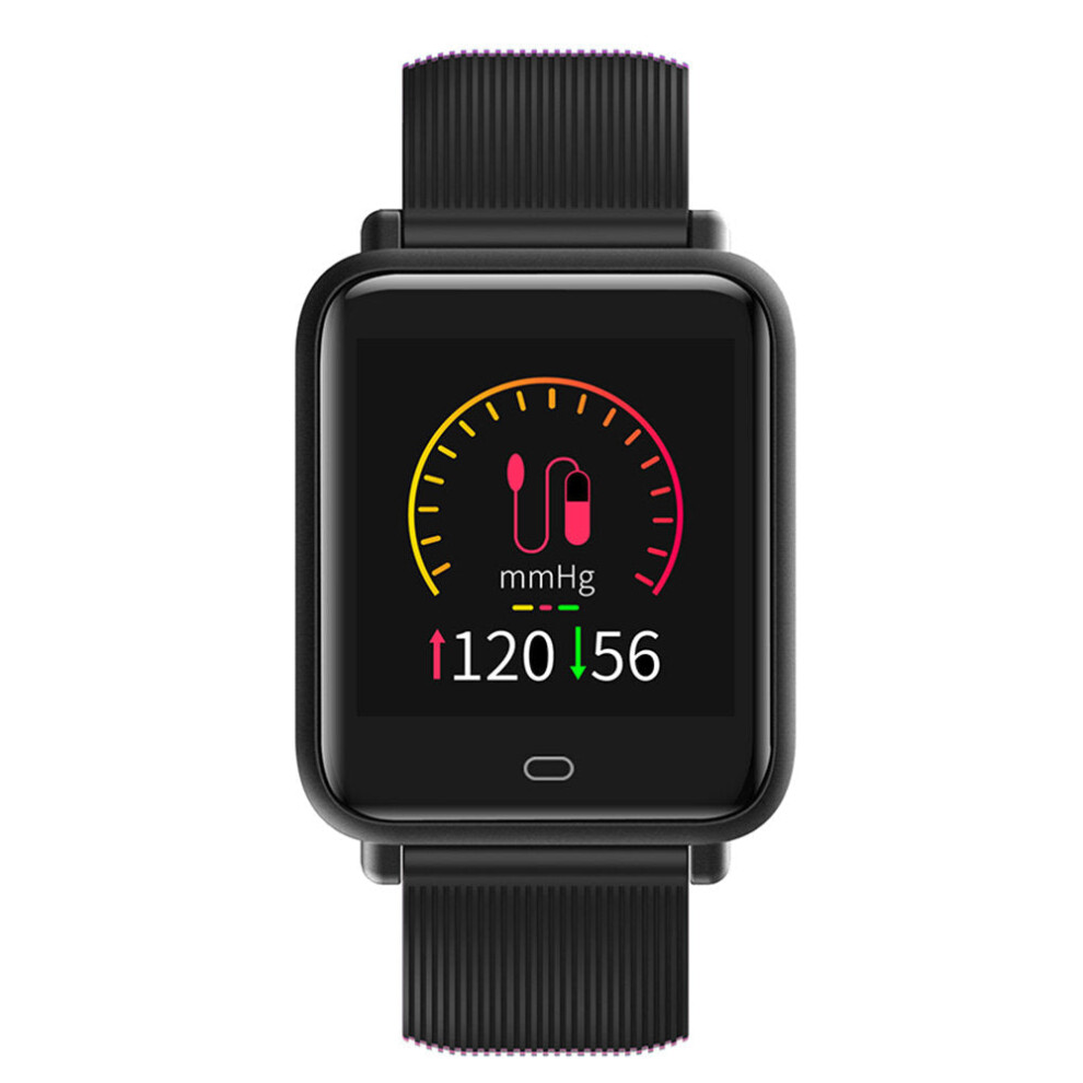 (Black) Continuous HR Blood Pressure Monitor Multi-sport Mode Color Dials IP67 Smart Watch