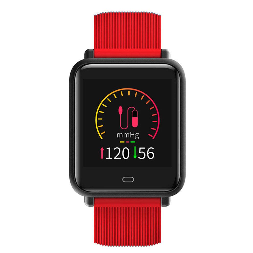 (Red) Continuous HR Blood Pressure Monitor Multi-sport Mode Color Dials IP67 Smart Watch