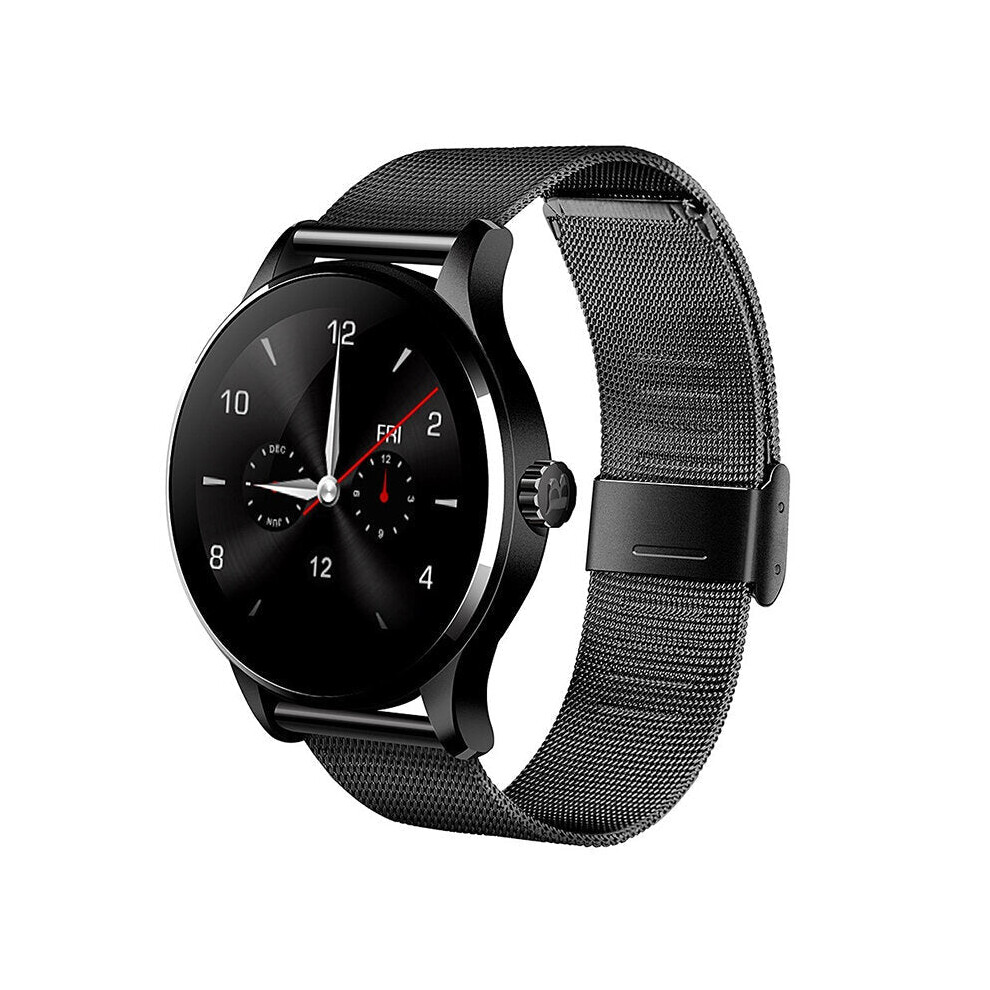 (Black) Round Screen Mtk2502 Heart Rate Monitor Bluetooth Pedometer Smartwatch For Android Ios Black 9495687791807
