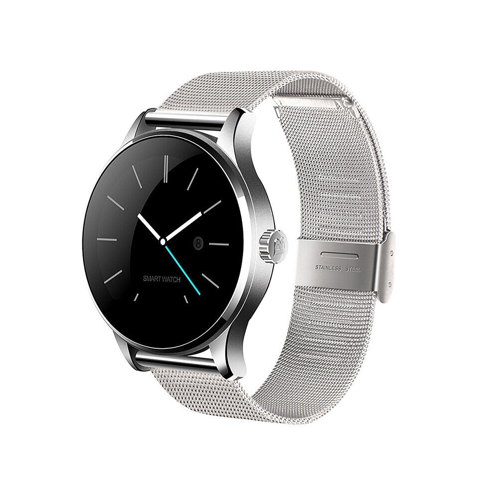 (Silver) Round Screen Mtk2502 Heart Rate Monitor Bluetooth Pedometer Smartwatch For Android Ios Silver 9495687791777