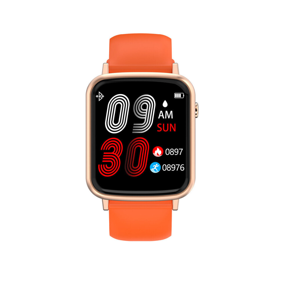 (Orange-Silicone) 1.3' Full Touch HD Screen Wristband HR Blood Pressure Monitor Female Physiological Reminder Camera Control Multi-language Smart Watc