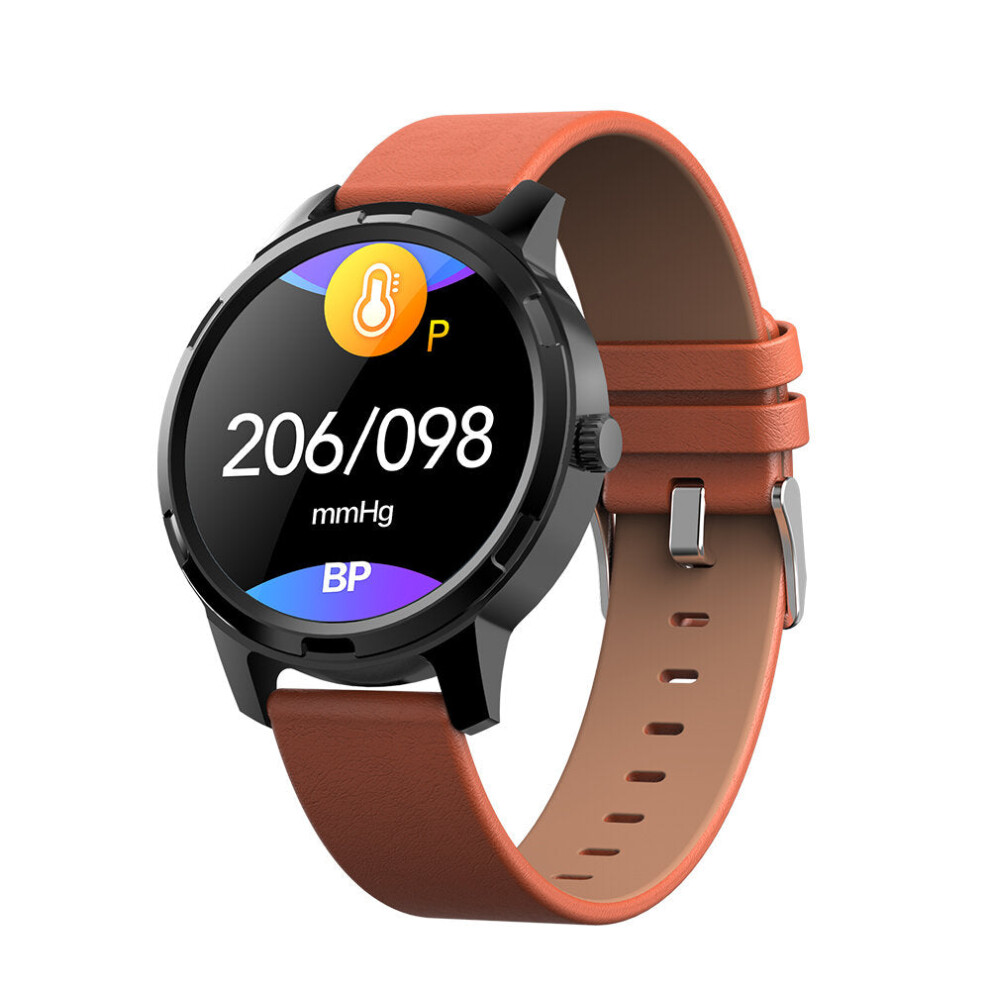 (Brown) 1.3-Inch Full Touch Wristband Multi-Sport Mode Heart Rate Sleep Monitor Female Physiological Remind Smart Watch Brown 9495687796512