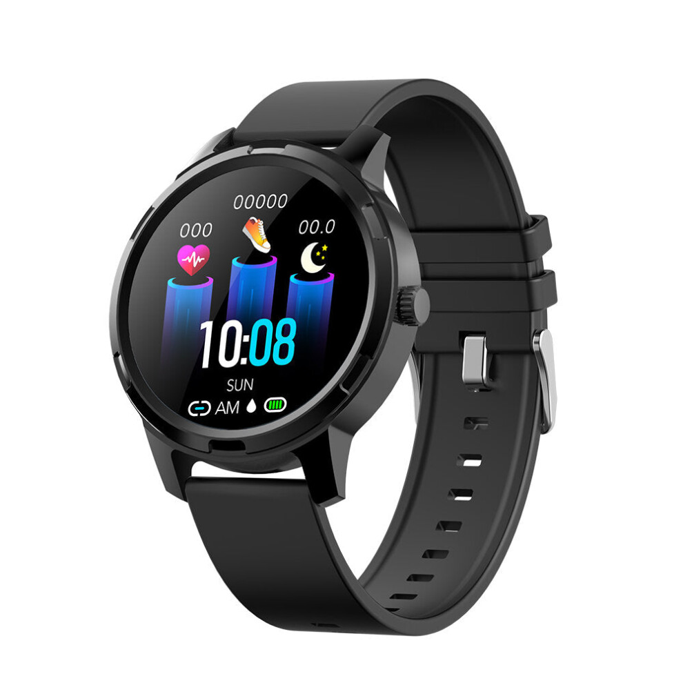 (Black) 1.3-inch Full Touch Wristband Multi-Sport Mode Heart Rate Sleep Monitor Female Physiological Remind Smart Watch