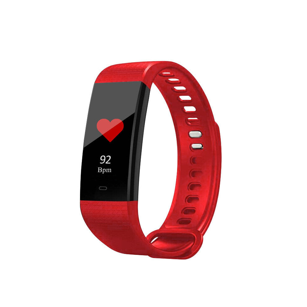 (Red) Color Screen Smartband Heart Rate Blood Pressure Activity Monitor Fitness Tracker Smart Watch