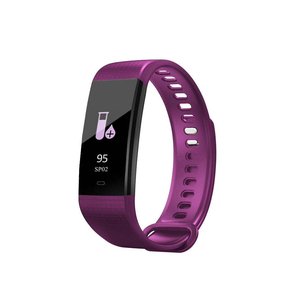 (Purple) Color Screen Smartband Heart Rate Blood Pressure Activity Monitor Fitness Tracker Smart Watch Purple 9495687796840