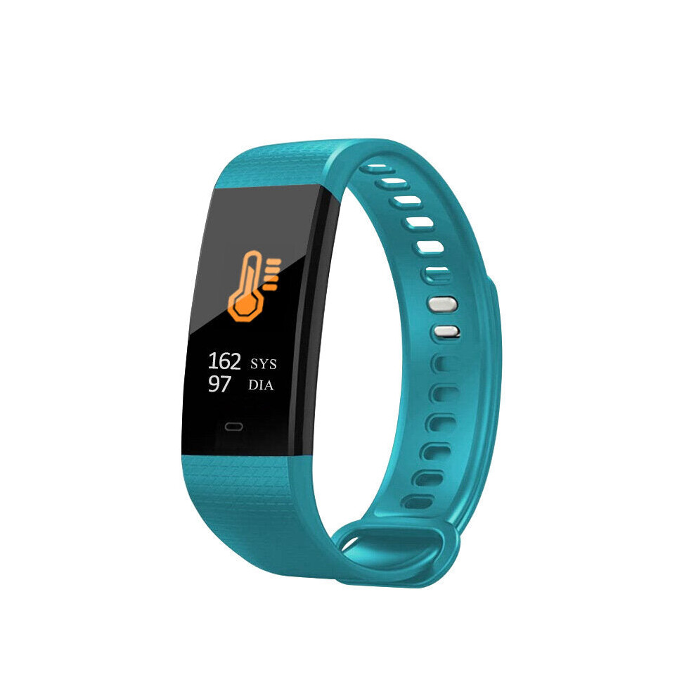 (Cyan) Color Screen Smartband Heart Rate Blood Pressure Activity Monitor Fitness Tracker Smart Watch