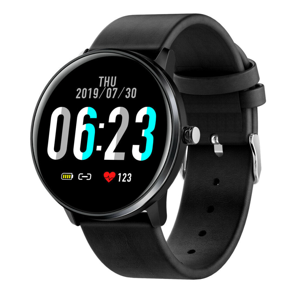 (Black-Silicone) 2.5D Full Touch Blood Pressure O2 IP68 Deep Waterproof 8 Sports Mode Weather Smart Watch