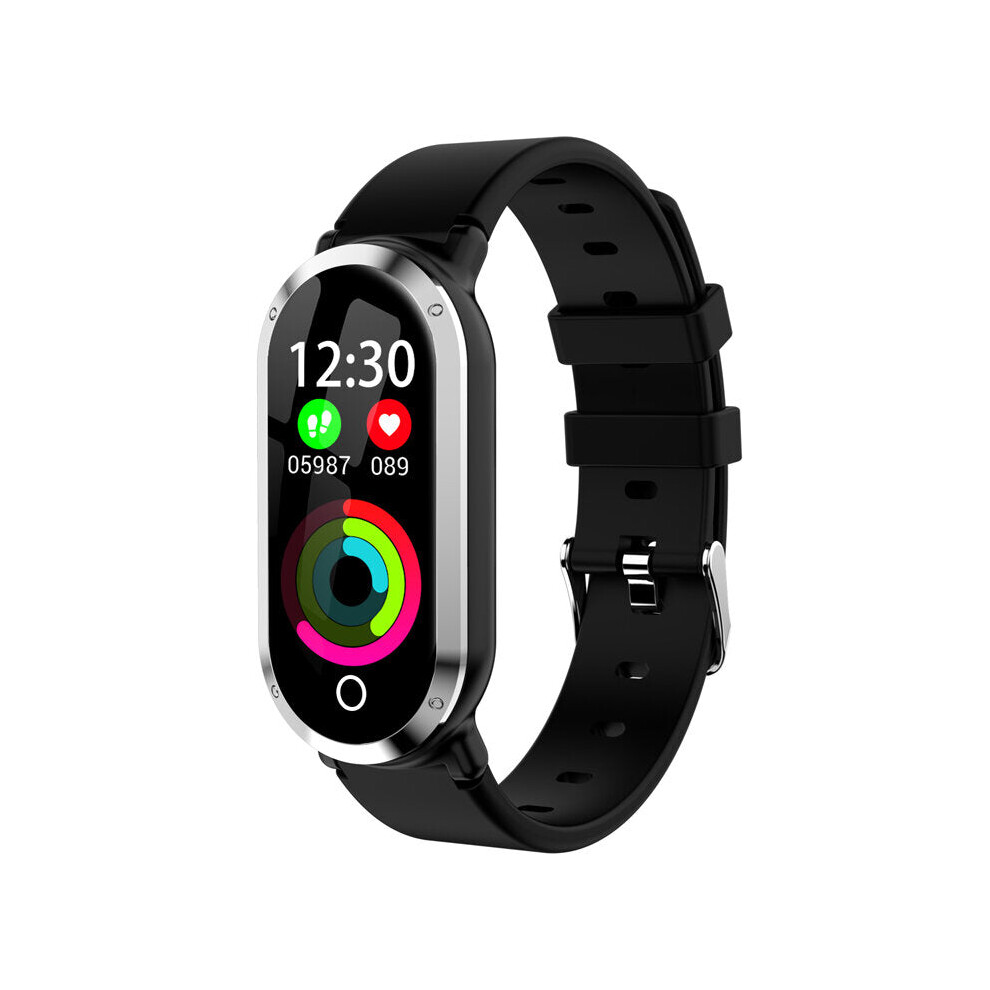 (Silver+Black) 0.96" TFT Color Screen Waterproof Smart Watch Heart Rate Fitness Exercise Bracelet Mi Band