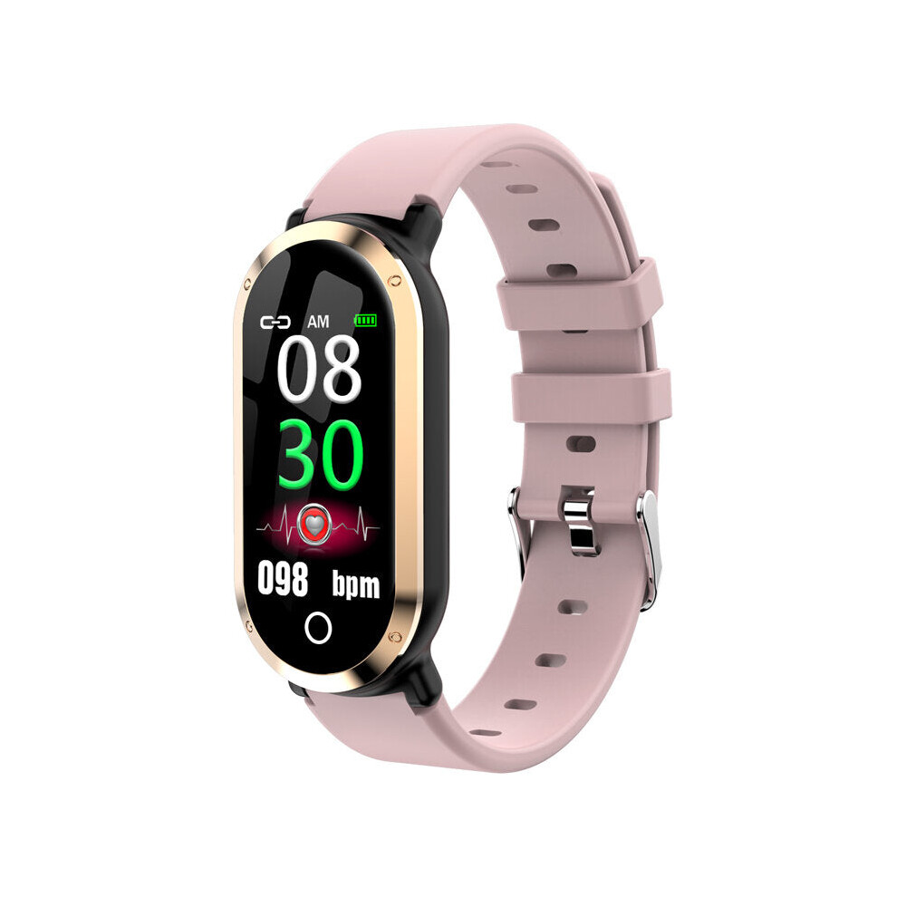 (Gold+Pink) 0.96" TFT Color Screen Waterproof Smart Watch Heart Rate Fitness Exercise Bracelet Mi Band