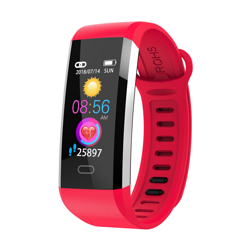 (Red) 0.96" Tft Screen Waterproof Smart Watch Heart Rate Monitor Fitness Bracelet Mi Band Red 9495687798943
