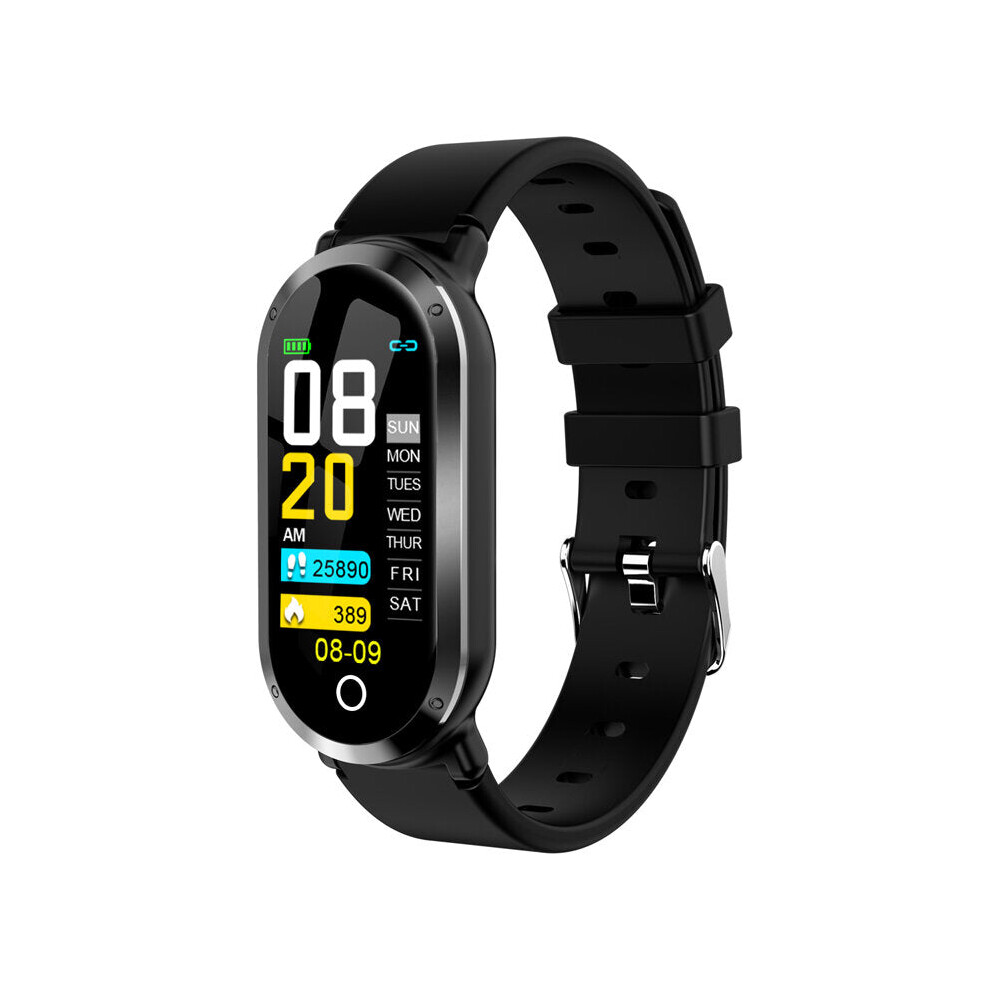 (Black+Black Frame) 0.96" TFT Color Screen Waterproof Smart Watch Heart Rate Fitness Exercise Bracelet Mi Band