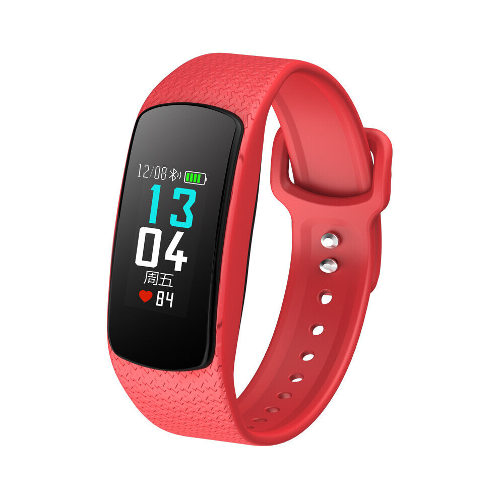 (Red) 0.96'' IPS Color Screen IP67 Waterproof Smart Watch Sleep Monitor Fitness Exercise Sports Bracelet Mi Band