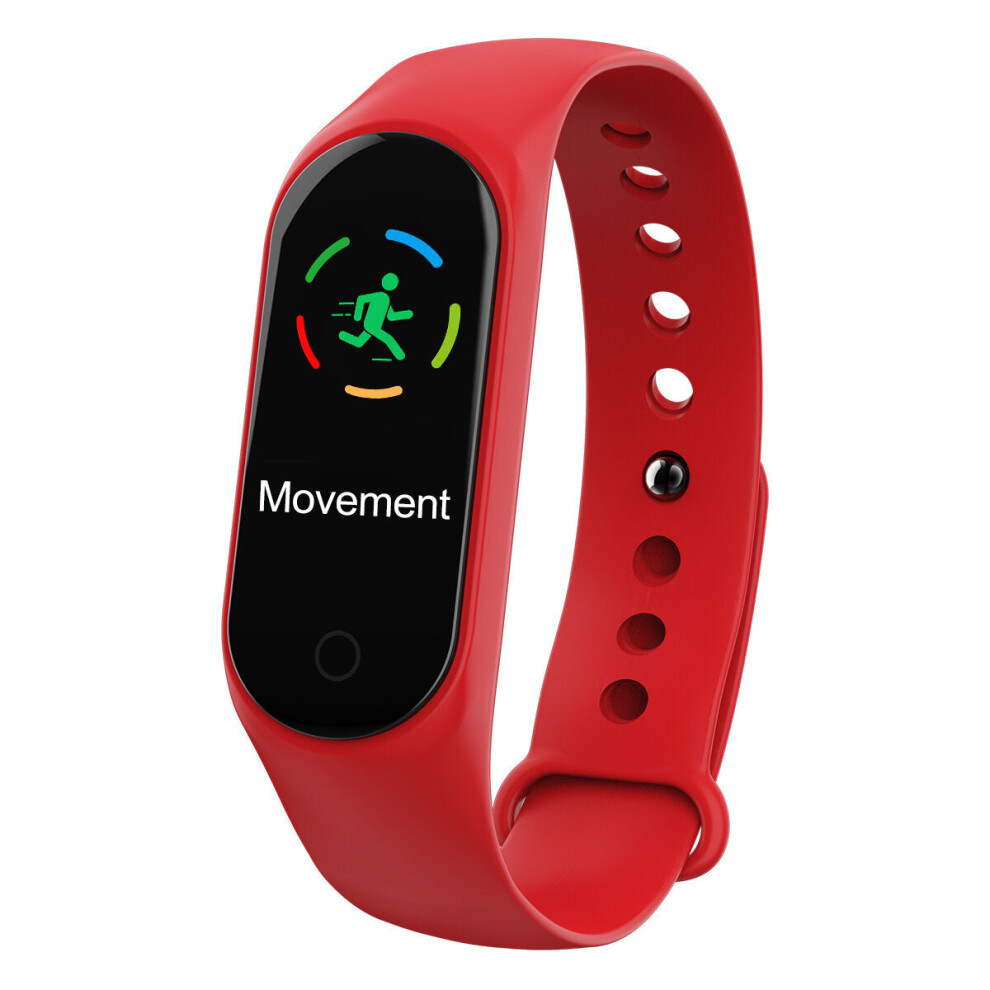 (Red) 0.96" TFT Screen IP67 Waterproof Smart Watch Blood Pressure Smart Bracelet Fitness mi band