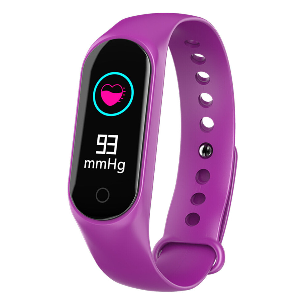 (Purple) 0.96" TFT Screen IP67 Waterproof Smart Watch Blood Pressure Smart Bracelet Fitness mi band