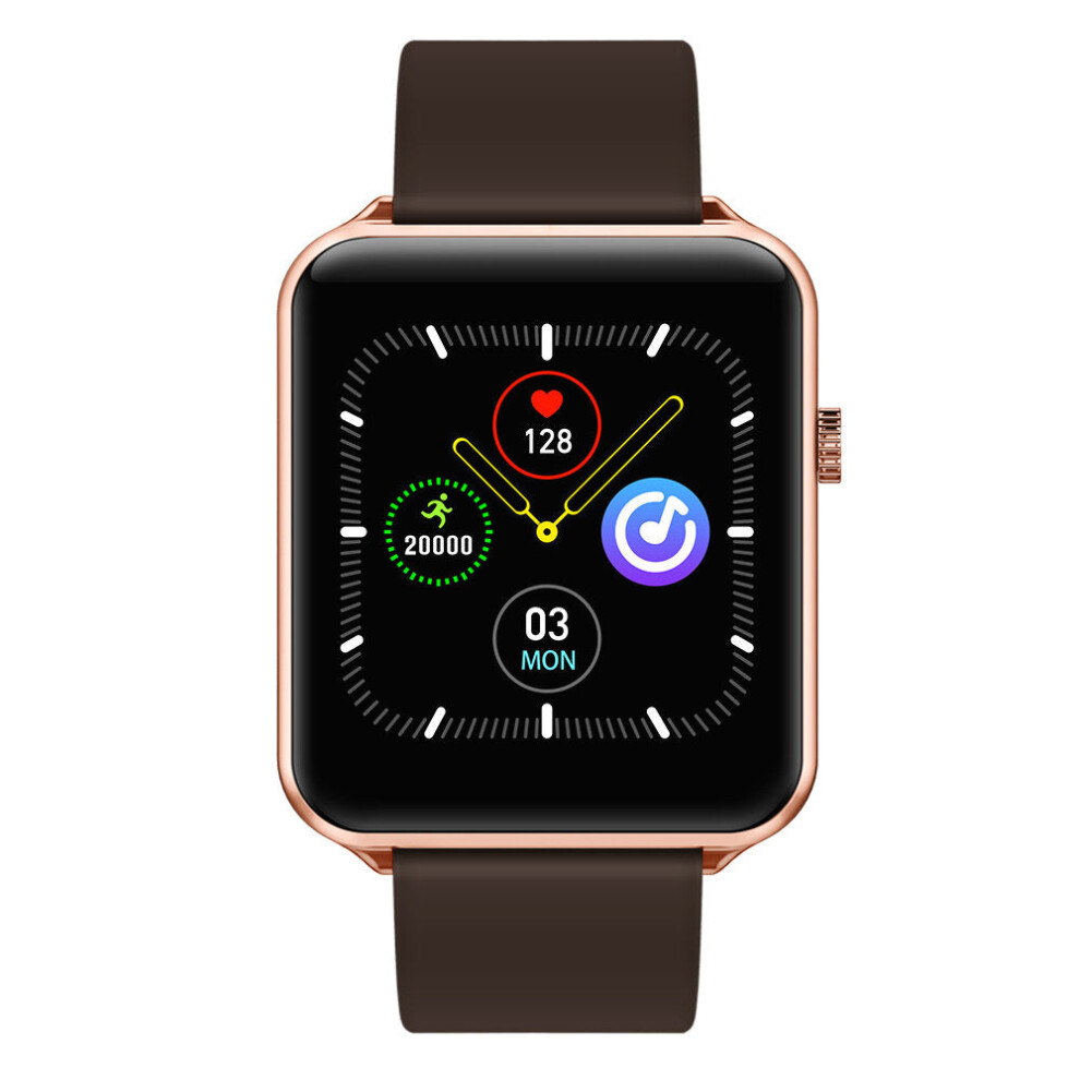 (&-Leather) 1.3' Full Touch Screen Blood Oxygen Heart Rate Monitor Dynamic Ui Weather Forecast Ip68 Waterproof Smart Watch Black/Gold 9495687796802