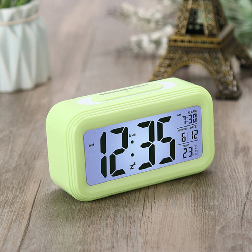 (Green) Digital LED Display Alarm Clock Backlight Thermometer with Snooze Function