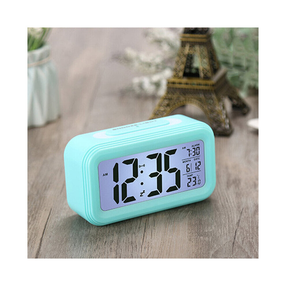 (Blue) Digital LED Display Alarm Clock Backlight Thermometer with Snooze Function