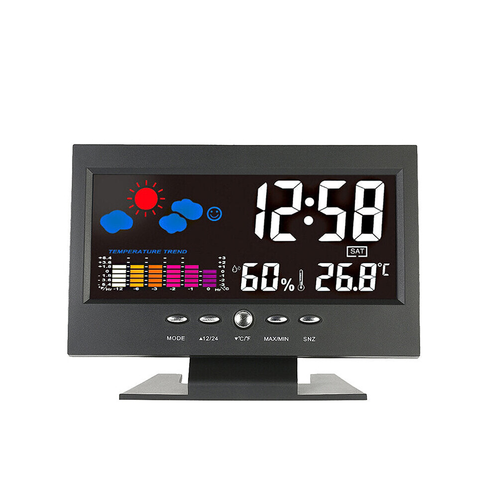 Digital LED Temperature Humidity Monitor Weather Forecast LED Table Alarm Clock