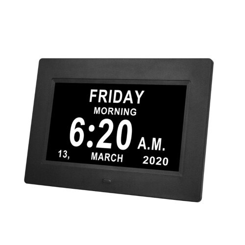 (White) 7Inch LED Digital Photo Frame Large Font Clock Automatically Adjusts Brightness 1