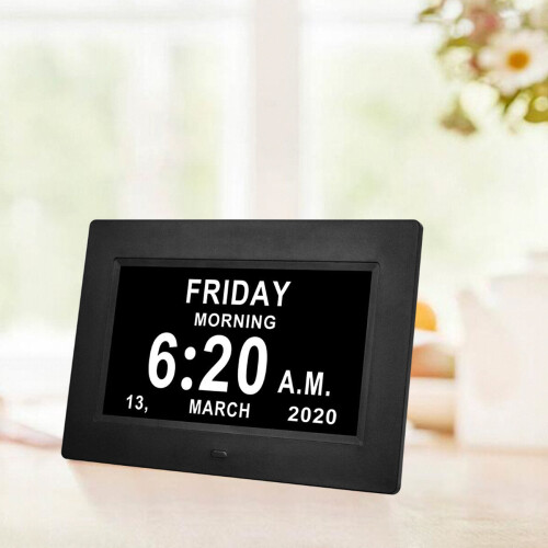 (White) 7Inch LED Digital Photo Frame Large Font Clock Automatically Adjusts Brightness 2