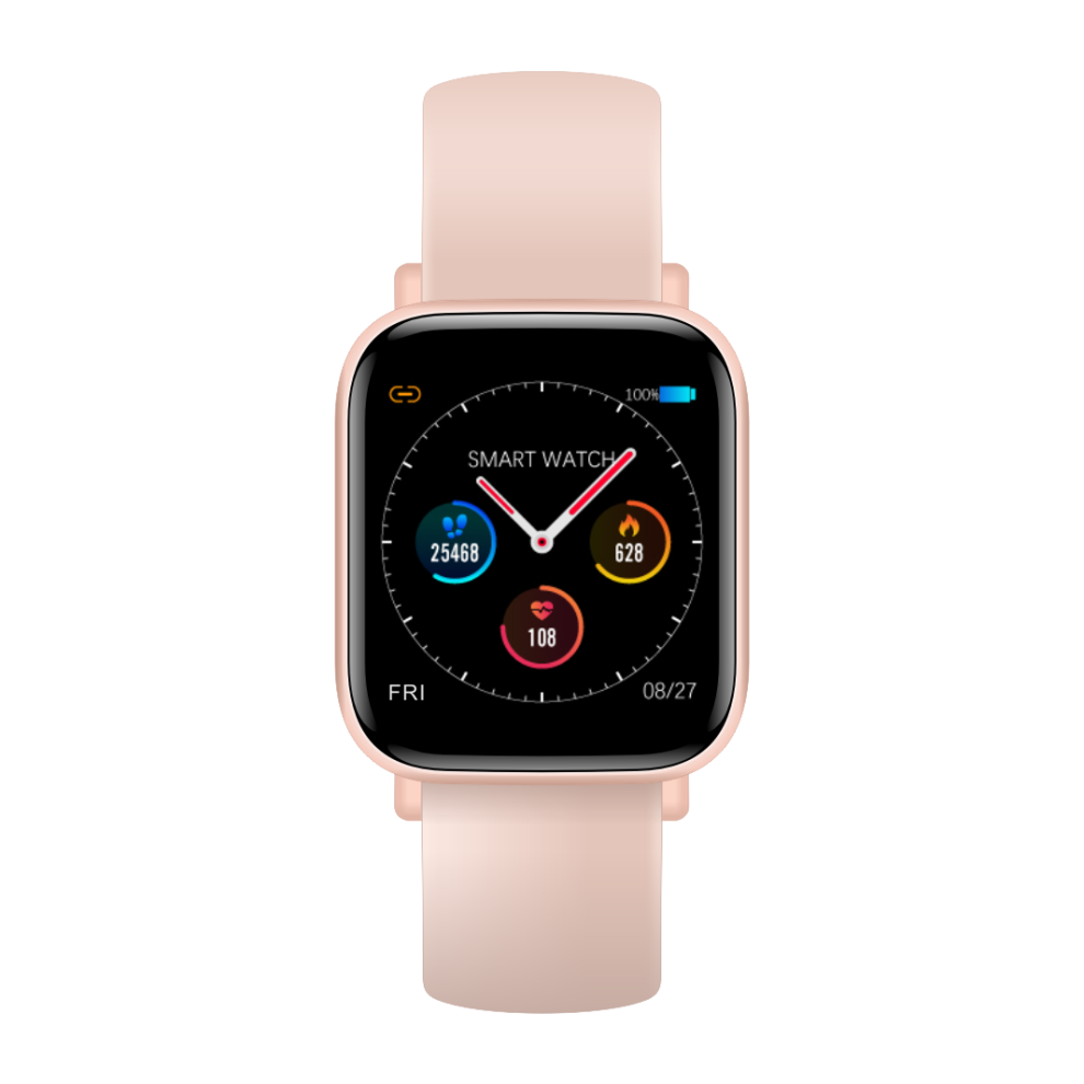 (Pink) 1.3 Inch Full Touch Screen Fitness Tracker Ip67 Music Camera Control Long Standby Blood Oxygen Monitor Smart Watch Pink 9495687796697