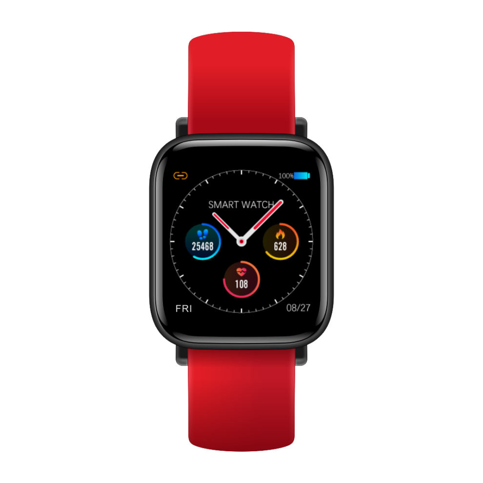(Red) 1.3 Inch Full Touch Screen Fitness Tracker Ip67 Music Camera Control Long Standby Blood Oxygen Monitor Smart Watch Red 9495687796710