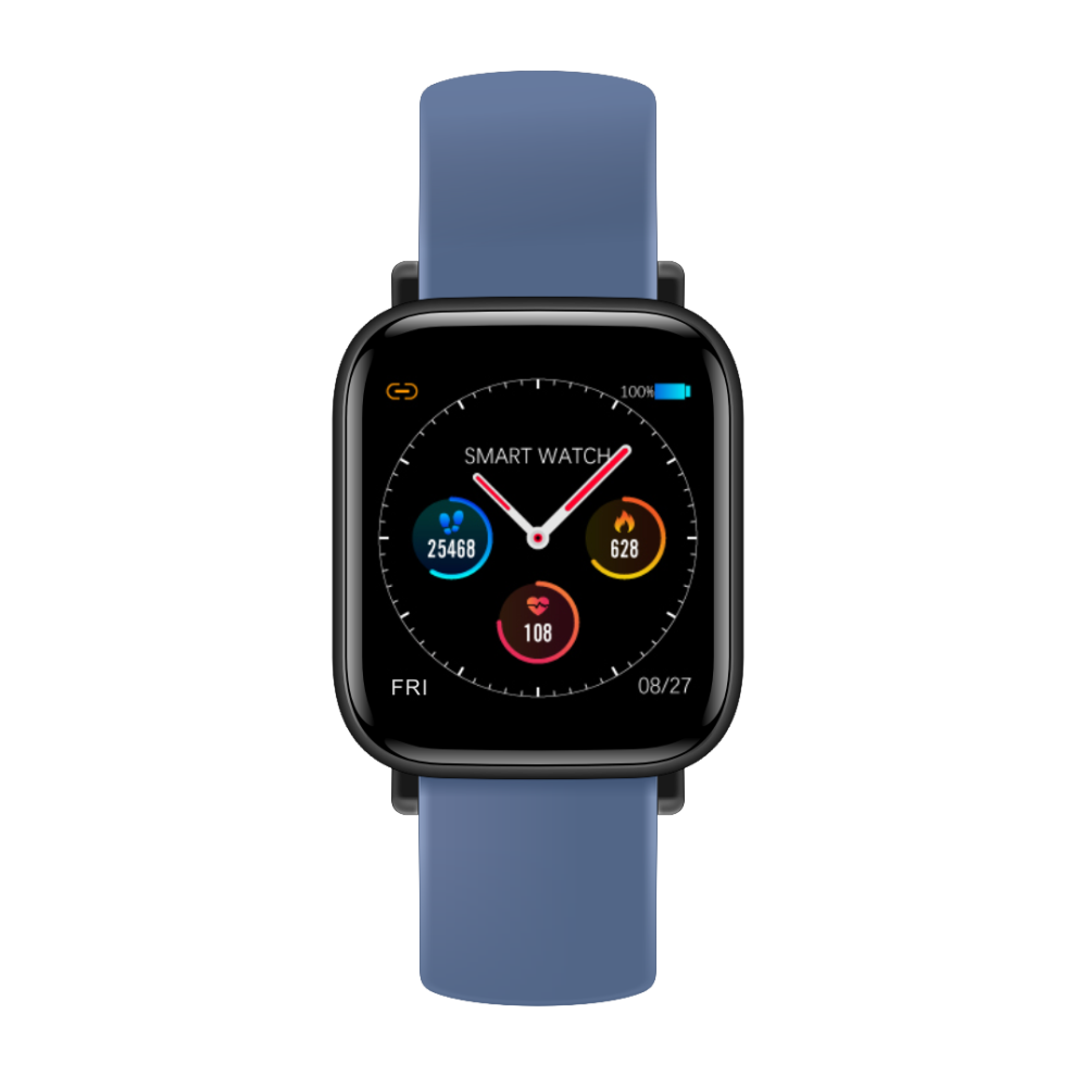 (Dark ) 1.3 Inch Full Touch Screen Fitness Tracker Ip67 Music Camera Control Long Standby Blood Oxygen Monitor Smart Watch Blue 9495687796727