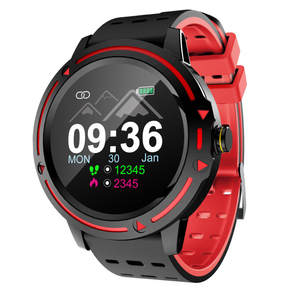 (Red) Full Touch Screen Waterproof Smart Watch Call Rejection Sports Fitness Bracelet Red 9495687798981